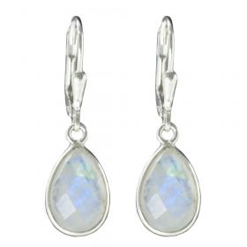 I-be, Regenbogen-Mondstein Edelstein Ohrringe Tropfen 925 Silber, Länge 3,1 cm im Geschenketui, 397924 k KB 