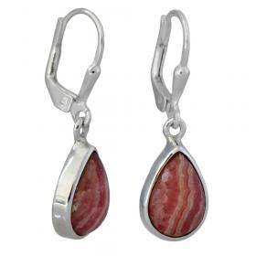 I-be, Rhodochrosit Edelstein Ohrringe Tropfen 925 Silber, Länge 3 cm im Geschenketui, 395114 KB 