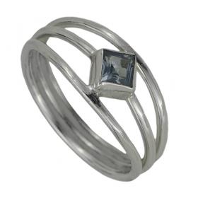 I-be, Blau Topas Edelstein Ring 925 Sterling Silber 107225-3B 
