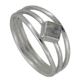 I-be, Regenbogen Mondstein Edelstein Ring 925 Sterling Silber 107925-3B 