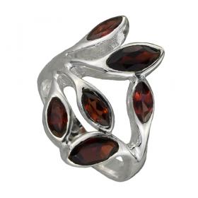 I-be, Granat Edelstein Ring 925 Sterling Silber 102125 leaf 