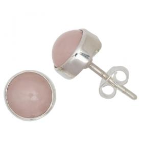 I-be, Rosenquarz Edelstein Ohrstecker rund, 925 Silber,  355311 