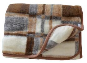 SamWo, Schafwolldecke/Kuscheldecke, Floor 100% Merinowolle, 100x140cm, KD karo braun 
