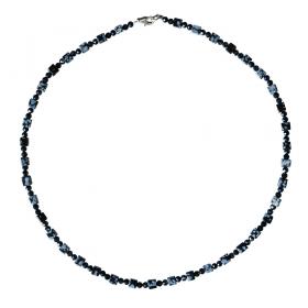 I-be, Schneeflockenobsidian, Schwarzer Spinell Edelstein Collier/Halskette, 925 Silber, im Geschenketui, 445866 
