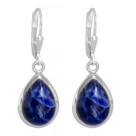 I-be, Sodalit Edelstein Ohrringe Tropfen 925 Silber, Länge 3,3 cm im Geschenketui, 396414 g KB 