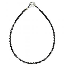 I-be, Schwarzes Spinell Armband tiefschwarz Ø 3 mm, 925 Sterling Silber Karabinerverschluss, Länge 18,5 cm 506603/black/18,5 