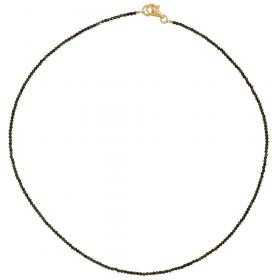 I-be, Schwarzes Spinell Collier/ Kette mystic gold Ø 2 mm, 925 Sterling Silber Karabinerverschluss, Länge 45 cm im Geschenketui 446602/go/45 
