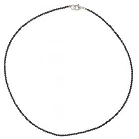 I-be, Schwarzers Spinell Collier/ Kette tiefschwarz Ø 2 mm, 925 Sterling Silber Karabinerverschluss, Länge 45 cm im Geschenketui 446602/black/45 