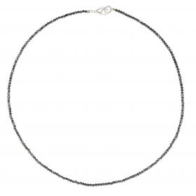 I-be, Schwarzes Spinell Collier/ Kette silberschwarz Ø 2 mm, 925 Sterling Silber Karabinerverschluss, Länge 42 cm im Geschenketui 446602/si/42 