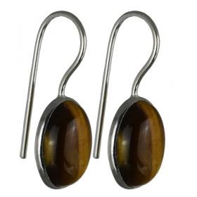 I-be, Tigerauge Edelstein Ohrringe oval, 925 Silber, Länge: 2,8 cm, im Geschenketui, 397112S 