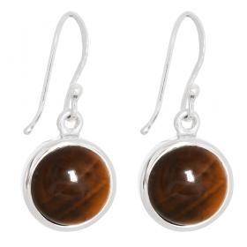 I-be, Tigerauge Edelstein Ohrringe rund, 925 Silber, im Geschenketui, 397111 S 