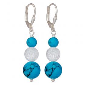 I-be, Türkis Bergkristall Edelsteien Ohrringe 925 Silber, Länge 4,3 cm im Gschenketui, 38117411081174A 