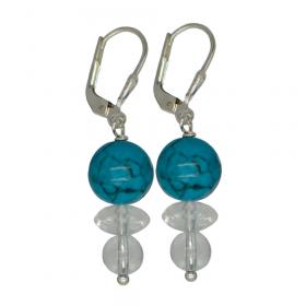 I-be, Türkis, Bergkristall Edelstein Ohrringe 925 Silber, Länge 4,3 cm im Geschenketui, 38117425071107 