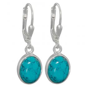 I-be, Türkis Edelstein Ohrringe oval, 925 Silber, Länge: 3 cm, im Geschenketui, 397412 k  KB 