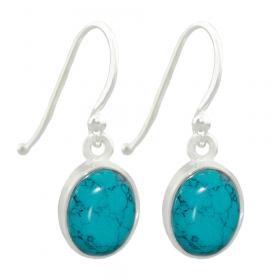 I-be,Türkis Edelstein Ohrringe oval, 925 Silber, Länge 2,7 cm im Geschenketui,397412 k S 