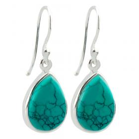 I-be, Türkis Edelstein Ohrringe Tropfen 925 Silber, Länge 3,3 cm im Geschenketui, 397414 g S 