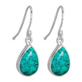 I-be, Türkis Edelstein Ohrringe Tropfen 925 Silber, Länge 2,9 cm im Geschenketui, 397414 k S 