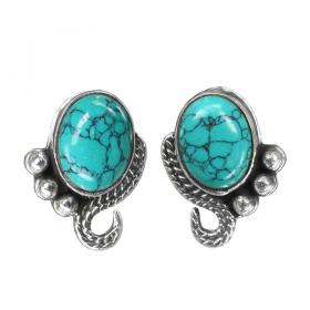 I-be,Türkis Edelstein Ohrstecker oval, 925 Silber, im Geschenketui, 357412 SJ 