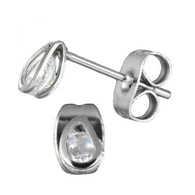 I-be, Edelstahl Ohrstecker Tropfen mit Zirkonia, 35ES Tropfen Zirkon 