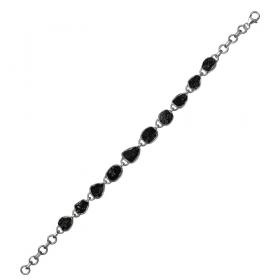 I-be,Turmalin Armband schwarz ,925 Silber, verstellbar, 50 Turmalin swq 