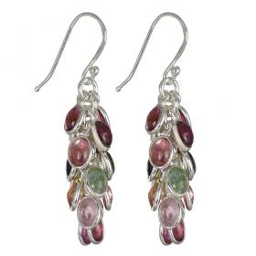 I-be, Turmalin Ohrringe Traube ,925 Silber, Länge: 4,8 cm , 39 Turmalin Traube 