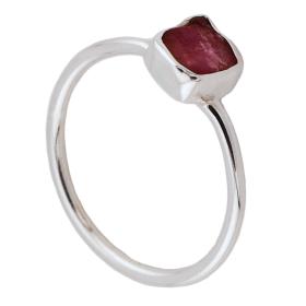 I-be,Turmalin Edelstein Ring Schwarz naturbelassen, 925 Silber,1080ROH sw 