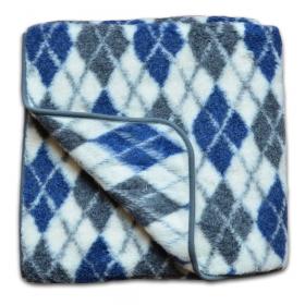SamWo, Schafwolldecke/Kuscheldecke, Floor 100% Merinowolle, 200x140cm blau/grau 