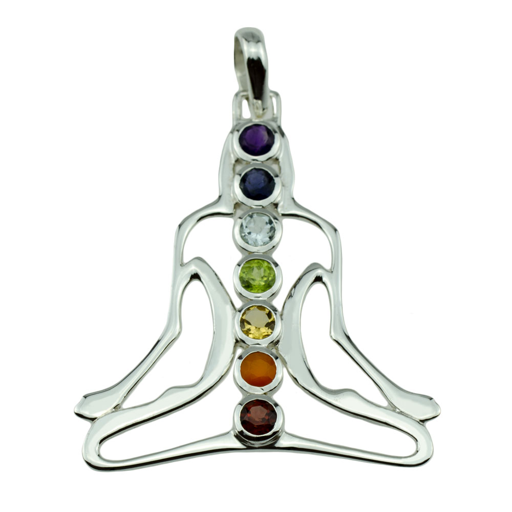 I-be, Chakra Anhänger 7 echte Edelsteine, 925 Silber, Länge: 3,5 cm im  Geschenketui, 20 Chakra 7